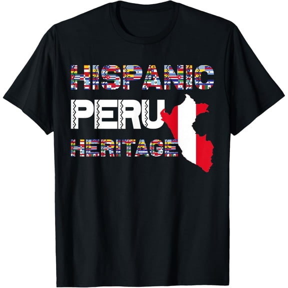 t-shirt National Hispanic Heritage Month Peru Flag Peruvian T-Shirt mens,black,women,funny,men,journey,Crew Neck, Short Sleeve,printing