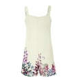 thumbnail image 4 of DDAPJ pyju Summer Shorts Rompers for Women Boho Floral Print Casual Loose Sleeveless Suspender Overalls Wide Leg Short Jumpsuit with Pockets Beige S, 4 of 5