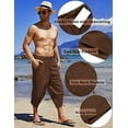 thumbnail image 5 of COOFANDY Men's Linen Harem Capri Pants Lightweight Loose 3/4 Shorts Drawstring Elastic Waist Casual Beach Yoga Trousers, 5 of 9