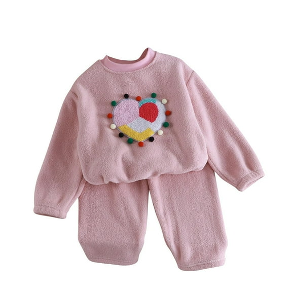 Gpaecead Fleece Warm Fall Outfit For Toddler Boy Girl Long Sleeve Bear Sweatshirt Pant Sets Winter Pullover Clothes White