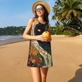 thumbnail image 3 of Easygdp Abstract Gold Floral Galaxy para Vestido Transpirable de Mujer, Vestido Suelto de Manga Corta con Pliegues y Bolsillos para el Verano, 3 of 7