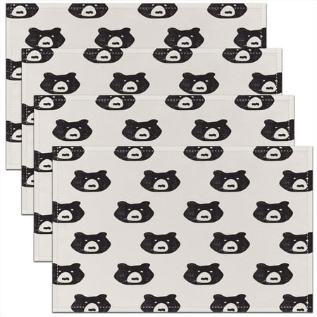 

Bear Placemats Set of 4 Cartoon Farmhouse Wildlife Animal Table Place Mats Rustic Bear Placemat for Kitchen Dining Table Decoration Indoor Outdoor 18 x12