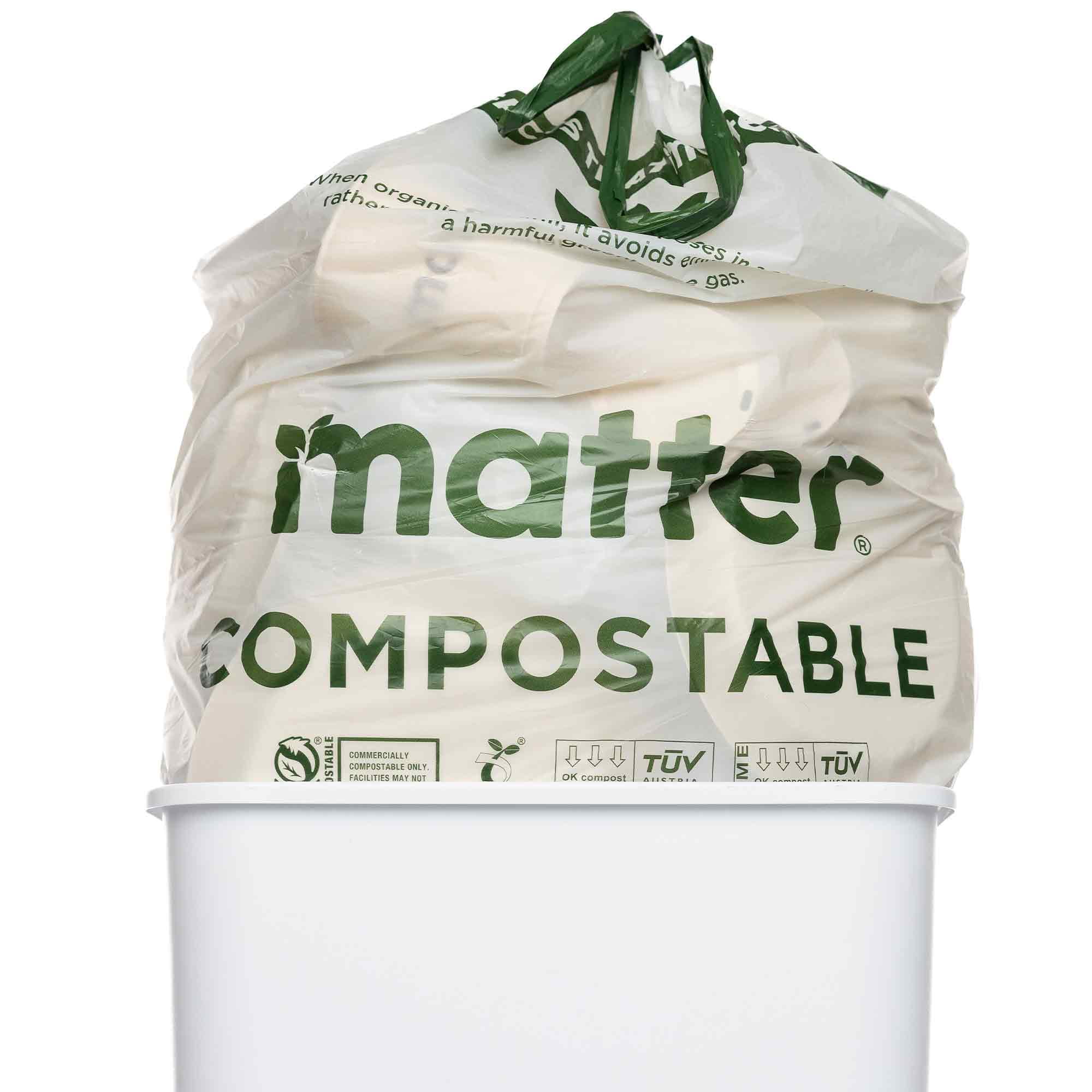 (4 pack) Matter Compostable 13-Gallon Tall Kitchen Trash Bags with Drawstring, 20 Count