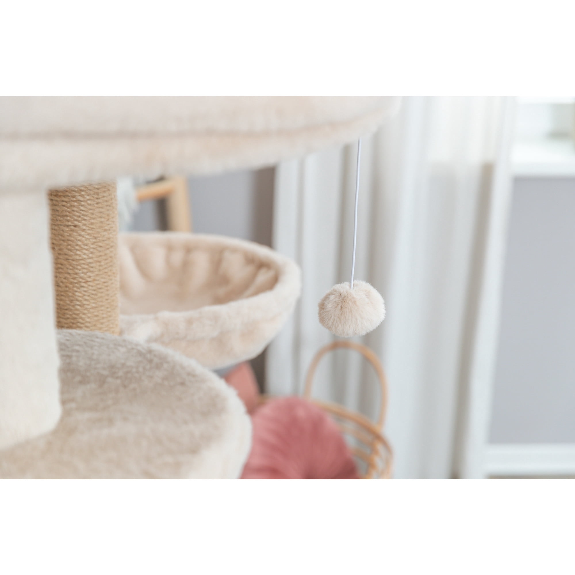 TRIXIE Anna Plush & Jute 50" Cat Tree Scratching Posts Condos Hammocks Perches Cat Toy, Beige