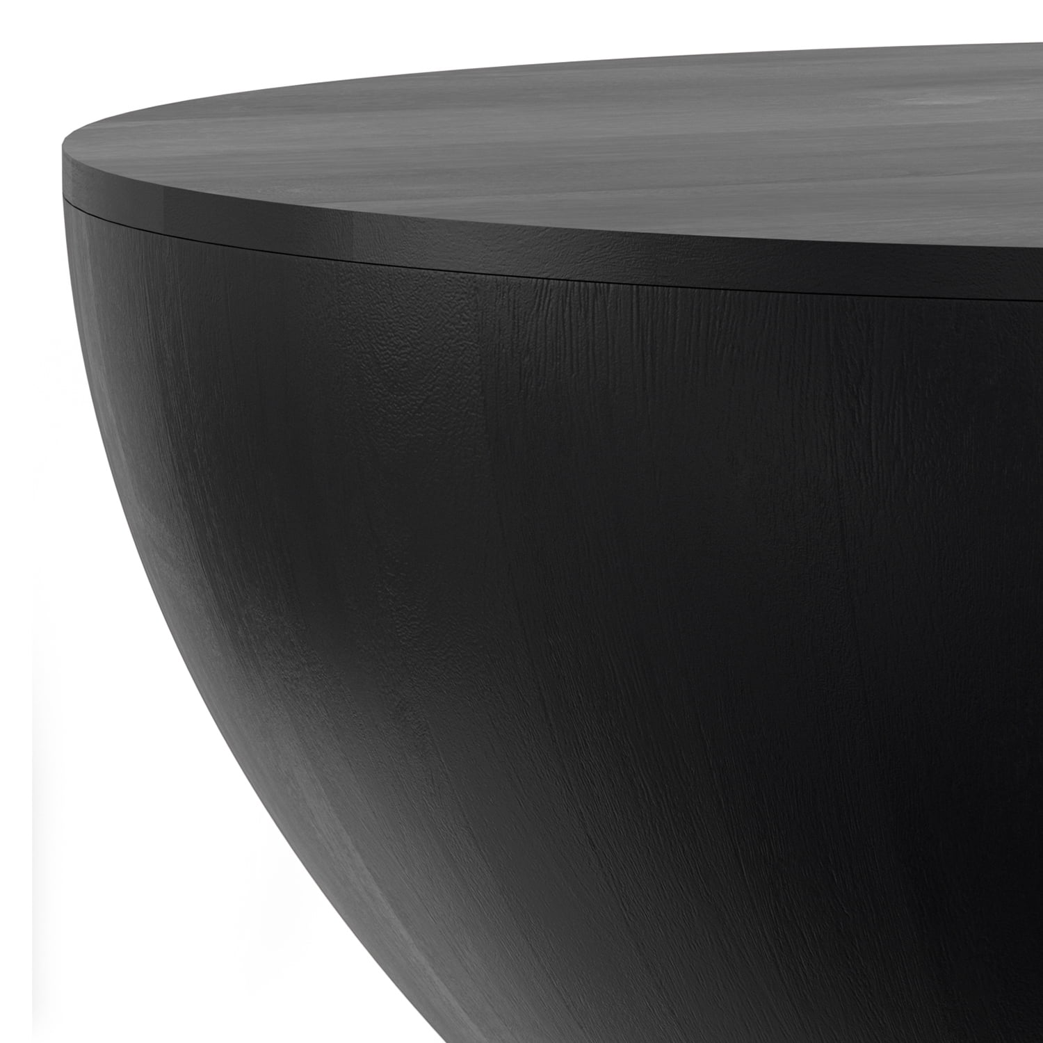 Simpli Home Elmbrook 34 inch Wide Solid Mango Modern Industrial Drum Coffee Table in Black, Assembled