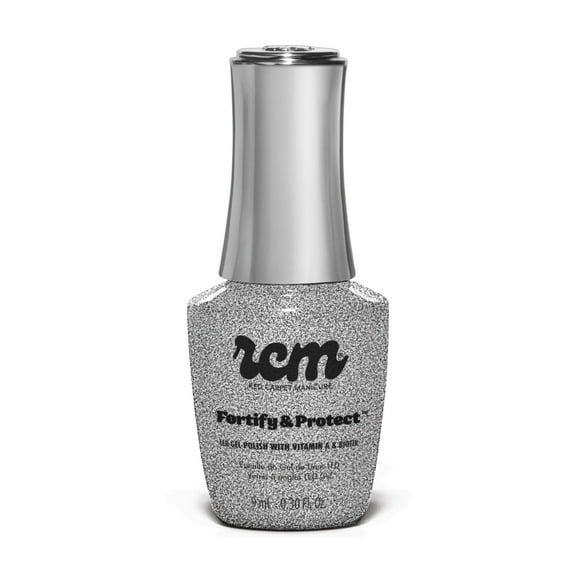 Red Carpet Manicure Fortify & Protect Silver Glitter Gel Polish for Strong, Healthy Nails - Infused with Vitamin A & Biotin - (Love To Be Luxe) Led Nail Gel Color, 0.3 Fl Oz
