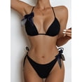 thumbnail image 4 of Women's High Waisted Bikini Set Two Piece Swimsuit for Women Shirred Solid Color High Waisted Bathing Suits for Women Strap Bikini Swimwear Summer Swim Suit Gibobby(XS,Black), 4 of 9