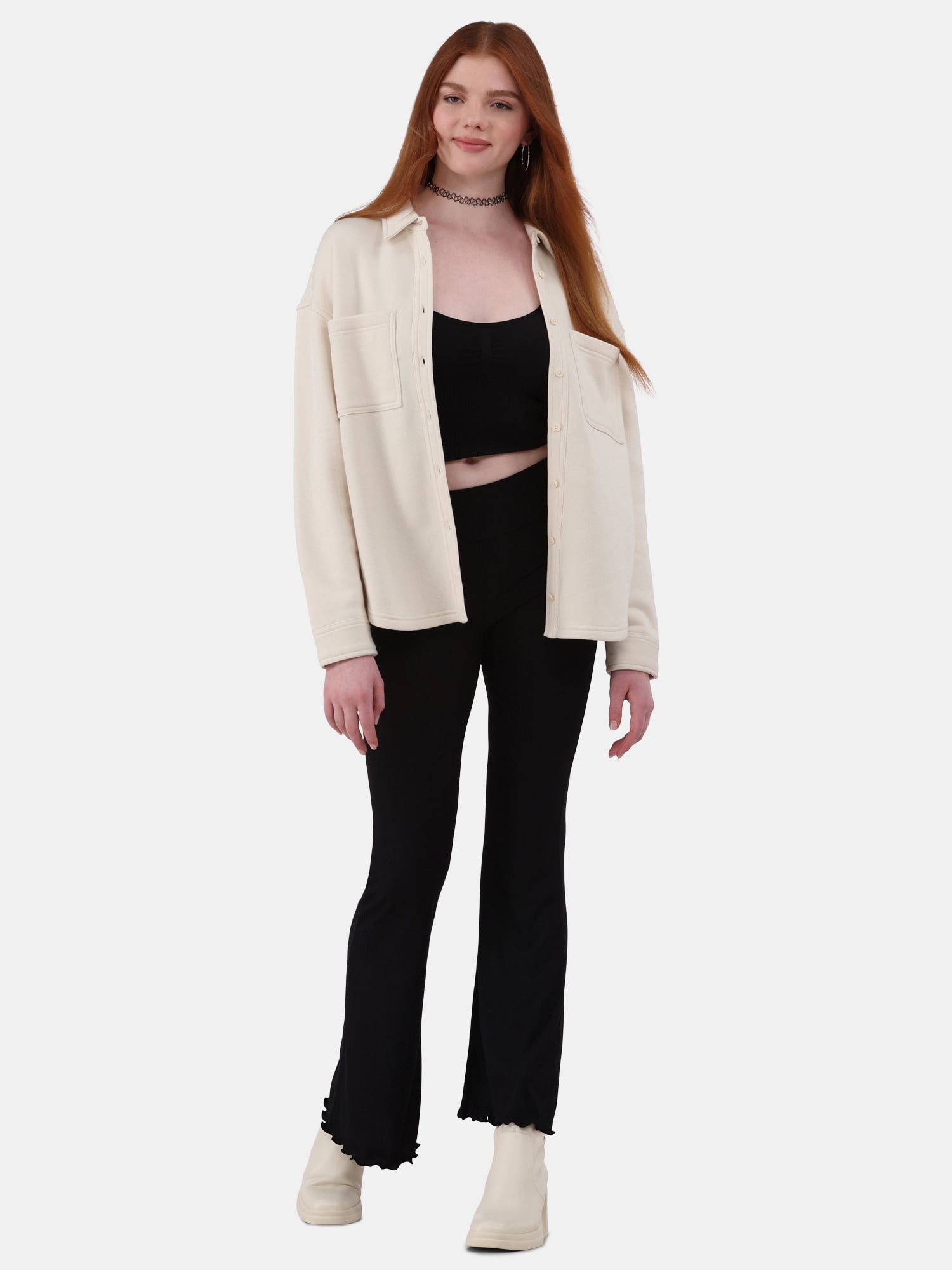 No Boundaries Fleece Shacket, Women's and Women's Plus
