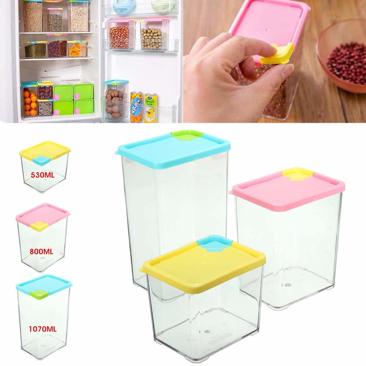 FlipTop 18/28/37 OZ Nontoxic Kitchen Plastic Food Storage Bin