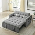 thumbnail image 1 of Cosmic Homes Canapé-Lit en Velours Gris Convertible avec Poches de Rangement, Oreillers d'Accent et Design Capitonné, 1 of 7