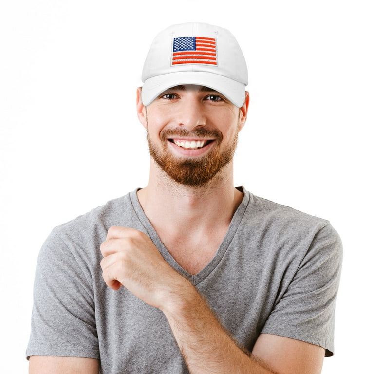 Dalix American Flag Hat Premium USA Baseball Cap in White