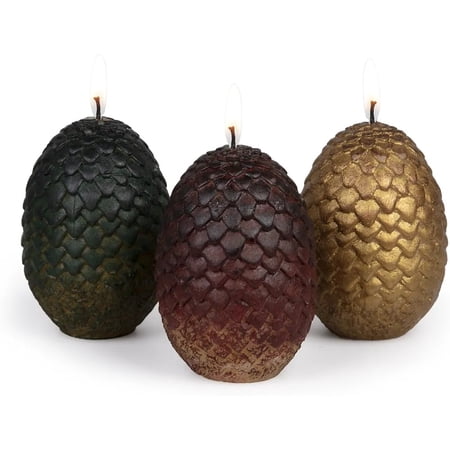 Game of Thrones Dragon Egg Replica Candles Set of 3 Unscented – Officially Licensed – Gift for GoT & House of The Dragon Fans Men Women Teens – 2.5 Each