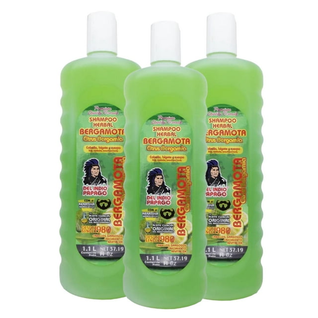 Shampoo Con Aceite De Bergamota 3 PZS de 1.1 Lt Indio Papago verde