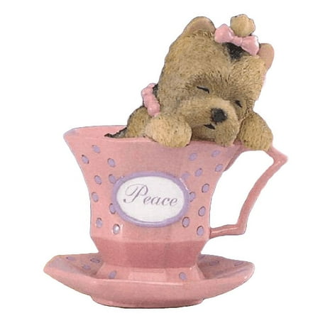 The Hamilton Collection A Little Bit of Peace Yorkie Dog in a Teacup Figurine 3.5"-inches
