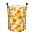 thumbnail image 1 of Fotbe White Marble Pattern Sunflower Cesto de Ropa con Asas, Cesto Impermeable de Gran Capacidad, Bolsa de Lavado para Dormitorio, Cesto de Ropa con Ruedas y Asas-Small, 1 of 6