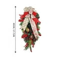 thumbnail image 2 of 17.5" Christmas Wreaths Artificial Upside Down Tree Weaths for Front Door Hanging Xmas Tree with Decorative Bows Bells Rattan Balls Berries Christmas Ornaments Christmas Swag Holiday Home Decor, 2 of 7
