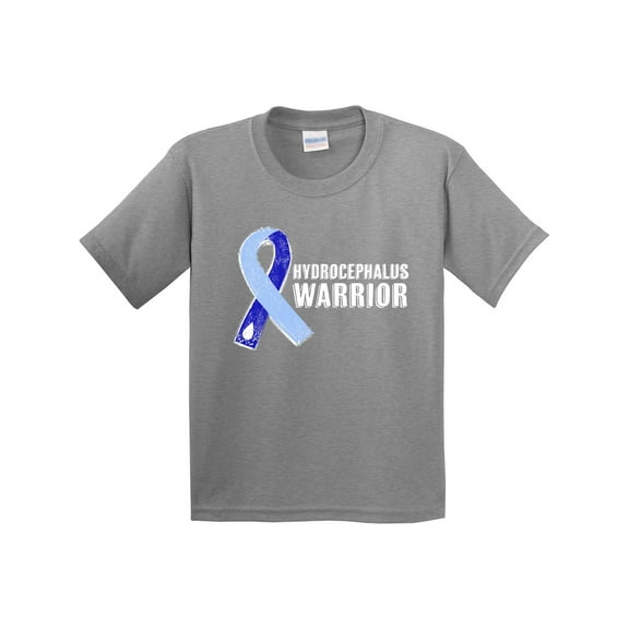 Inktastic Hydrocephalus Warrior with Light and Dark Blue Ribbon Youth T-Shirt