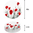 thumbnail image 1 of POGLIP Poppy Flower Set of 4 Round Coaster for Drinks, Absorbent Ceramic Stone Coasters Cup Mat with Cork Base for Home Kitchen Room Coffee Table Bar Decor, 1 of 5