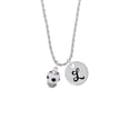 thumbnail image 2 of Delight Jewelry Silvertone Black Dots on White Spinners Silvertone Script Initial Disc - L - Charm Necklace, 20"+3", 2 of 4