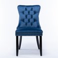 thumbnail image 2 of Velvet Dining Chair Set of 2, Modern High-end Button Tufted Accent Chairs Side Chair with Nailhead Trim & Solid Wood Leg & Pull Ring, Comfy Upholstered Armless Table Chair Dining Room Chairs, Blue, 2 of 7