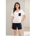 thumbnail image 5 of RH Womens Pajama Set Short Sleeve Pjs Chest Pocket Tee and Shorts Soft Sleepwear 2Ps RHW4050-A-L, 5 of 7