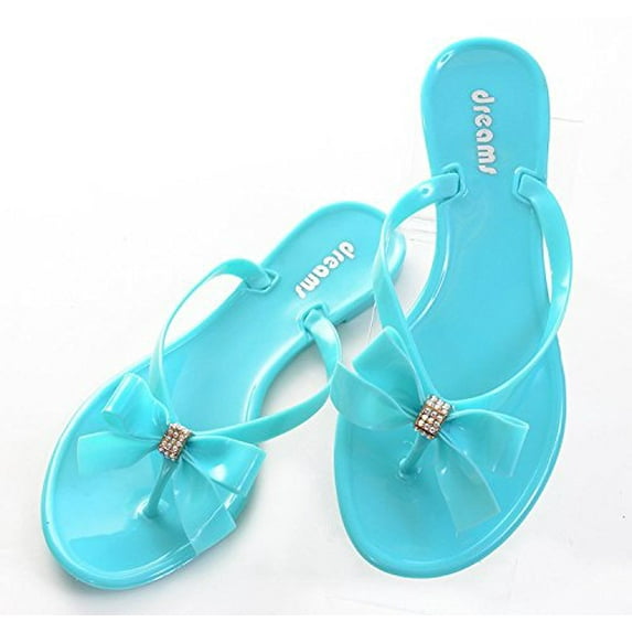 Mint Green Jelly Bow Thong Flat Sandal Younger (7 B(M) US)
