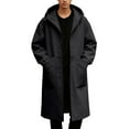 thumbnail image 4 of Daznico Jackets for Men,Autumn Trench Coat Mid Length Hooded Trench Jacket,Mens Winter Coats,Size:3XL, 4 of 7