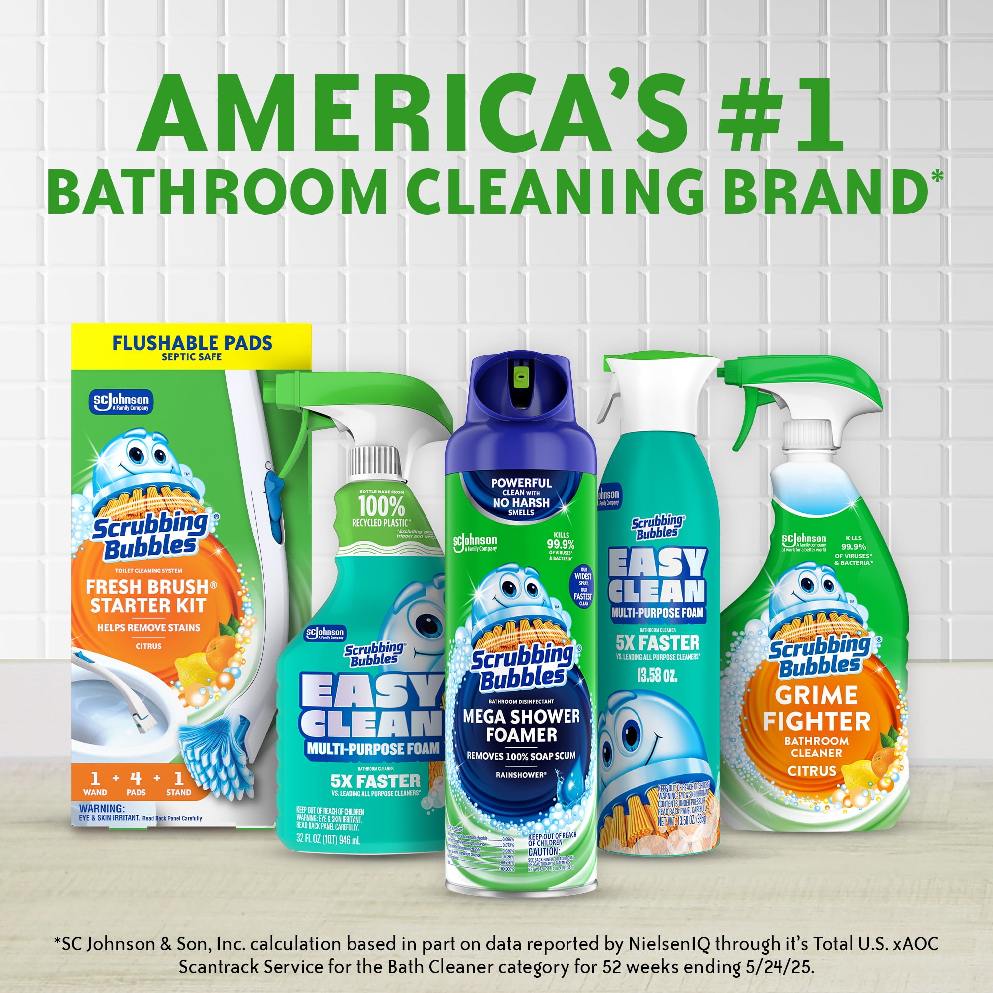 (2 pack) Scrubbing Bubbles Automatic Toilet Bowl Cleaner, Fresh Gel Cleaning Stamp, Rainshower, Dispenser & 6 Gel Stamps