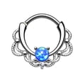 thumbnail image 2 of Septum Daith Rook Hinged Clicker Syntactic Opal Set Nose Ring 16 Gauge, 2 of 5