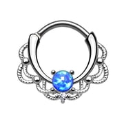 Septum Daith Rook Hinged Clicker Syntactic Opal Set Nose Ring 16 Gauge