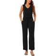 thumbnail image 2 of INSPIRE CHIC Women's Sleeveless Jumpsuits Tie Waist Stretchy Long Pant Romper Jumpsuit with Pockets M Black, 2 of 6