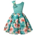 thumbnail image 1 of LEEy-world Robe de Princesse à Manches à Volants Patchwork Imprimé Dessin Animé pour Filles, Bleu Clair, 1 of 4