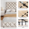thumbnail image 4 of Beige queen - size marco cama con 4 almacenamiento cajones y adjustable cabecero, forrado platform marco cama almacenamiento, diamond - stitched button tufted, easy to assemble, no necesita co..., 4 of 7