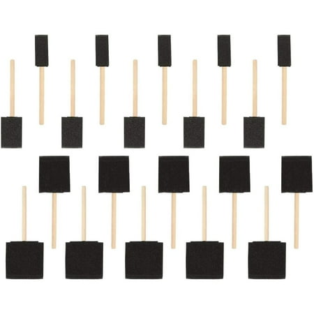 Juvale Foam Brushes & Paint Sponge Variety Pack - 20 Pack 4 Sizes Wooden Handles - Reusable Durable Foam & Sponge Tools for Acrylics Oil Stains Varnish & Watercolor