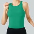 thumbnail image 2 of POIUYTR Women Summer Ribbed Knit Tank Tops Casual Stretch Scoop Neck Sleeveless Shirts Built in Bras Yoga Gym Racerback Cropped Camisole, 2 of 6