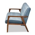 thumbnail image 3 of Baxton Studio Asta Light Blue Velvet Upholstered Walnut Wood Sofa, 3 of 9