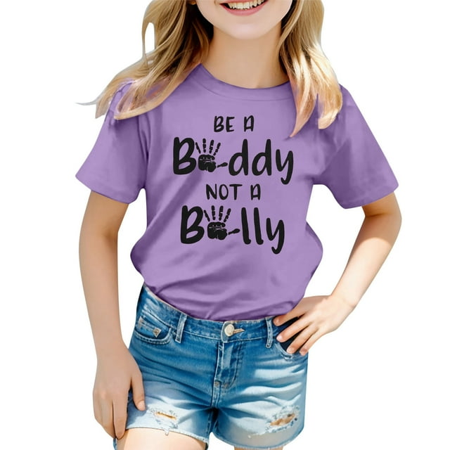 MEZZALL T-Shirt Mode Décontracté Respirant Imprimé pour Filles, Violet, 4-5 Ans
