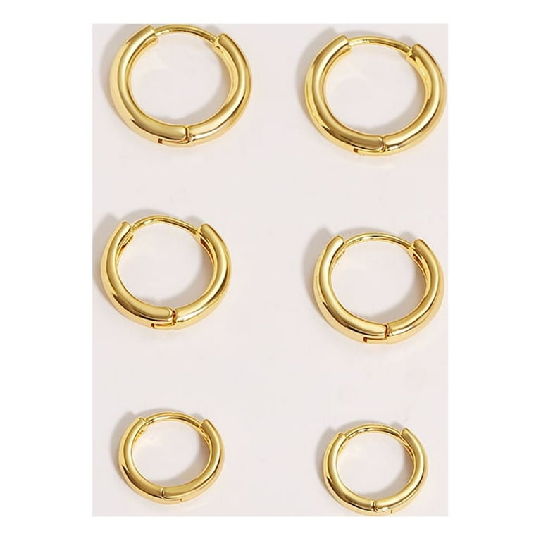 MYCUTEY 3 pairs 14K Gold Plated Huggie Hoop Earrings Simple