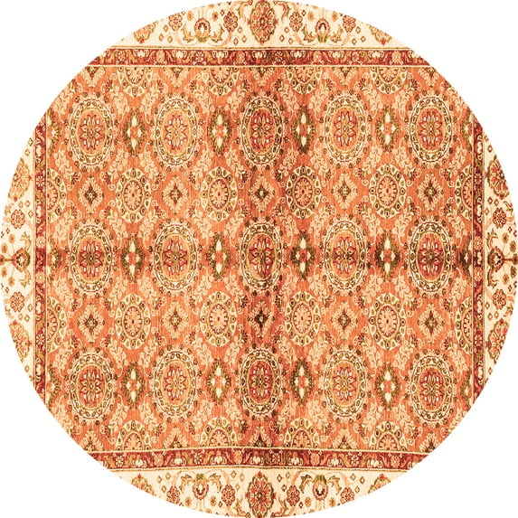 Ahgly Company Indoor Round Oriental Orange Traditional Area Rugs, 3' Round