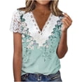 thumbnail image 3 of TaTaai Spring Floral Pattern Pullover for Women, V Neck Short Sleeve Casual Loose Fit Top, Lightweight Everyday Blouse for Warm Weather Outfits & Daily Style Gift, 3 of 5