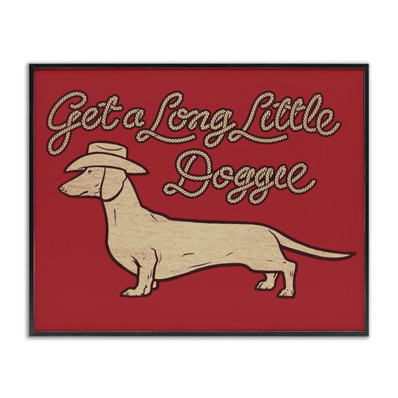 Stupell Industries Long Little Doggie Novelty & Humor Painting Black Framed Art Print Wall Art, 14 x 11