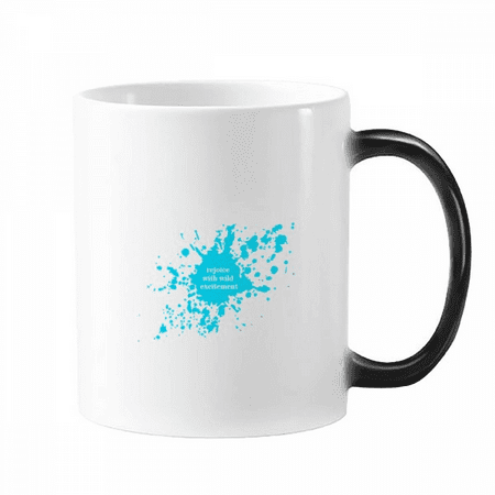

Blue Ink Drops Splattering Carnival Mug Changing Color Cup Morphing Heat Sensitive 12oz