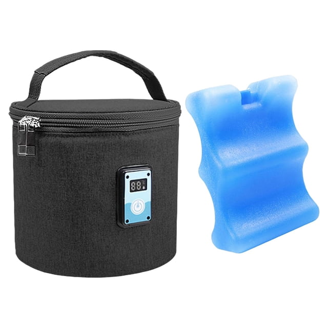 Bolsa enfriadora de leche Cola con Bolsa de hielo Pantalla de temperatura aislada para biberón Negro