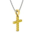 thumbnail image 2 of Dazzlingrock Collection Round Yellow Diamond Divine Cross of Jesus Pendant for Women with 18 Inch Silver Chain (0.15 ctw, Color Yellow, Clarity I2-I3) in 14K Yellow Gold, 2 of 4