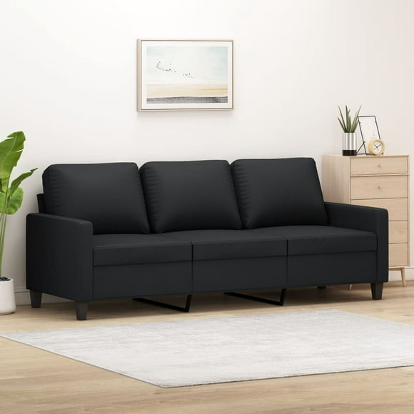 vidaXL 3-Seater Sofa Black 180 cm Faux Leather