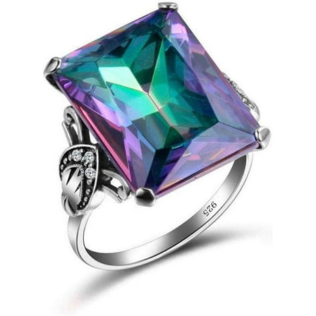 Nvzi -b 4.3CT Mystic Rainbow Topaz 9-2-5 Silver Ring Women Wedding Engagement Size6-10 (10)