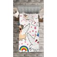 thumbnail image 3 of Ambesonne Unicorn Cat Quilted Bedspread Set 2 Pcs, Comic Pop Art Style, Twin Size, Multicolor, 3 of 3