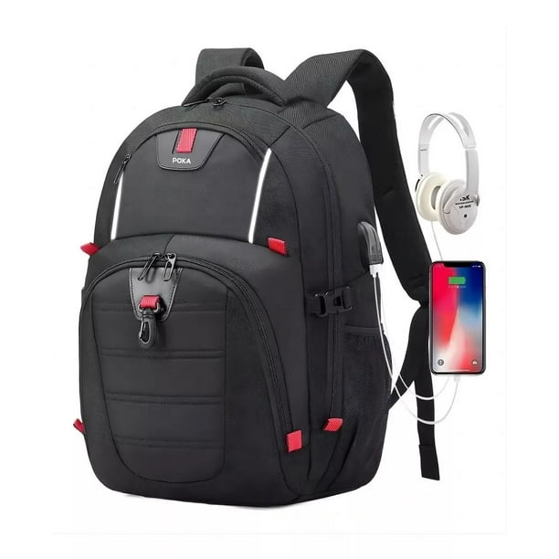 Mochila Escolar Impermeable Antirrobo Grande Para Viaje Laptop 17'' Con Puerto De Usb/audifonos P/hombre Y Mujer