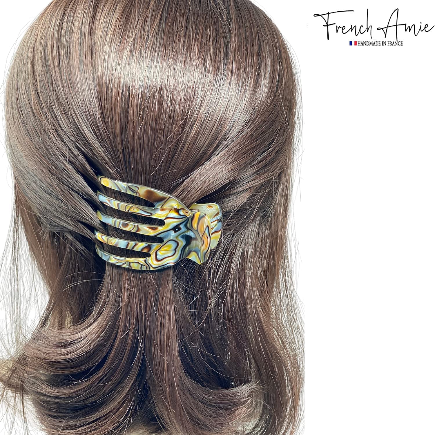 French Amie Bear Paw Small 2 &frac34;&rdquo; Celluloid Handmade Yoga Jaw Hair Claw for Women