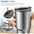 thumbnail image 4 of CNKOO 30oz Stainless Steel Vacuum Insulated Double Wall Travel Tumbler, Durable Insulated Coffee Mug, Silver, Thermal Cup with Splash Proof Sliding Lid, 4 of 5